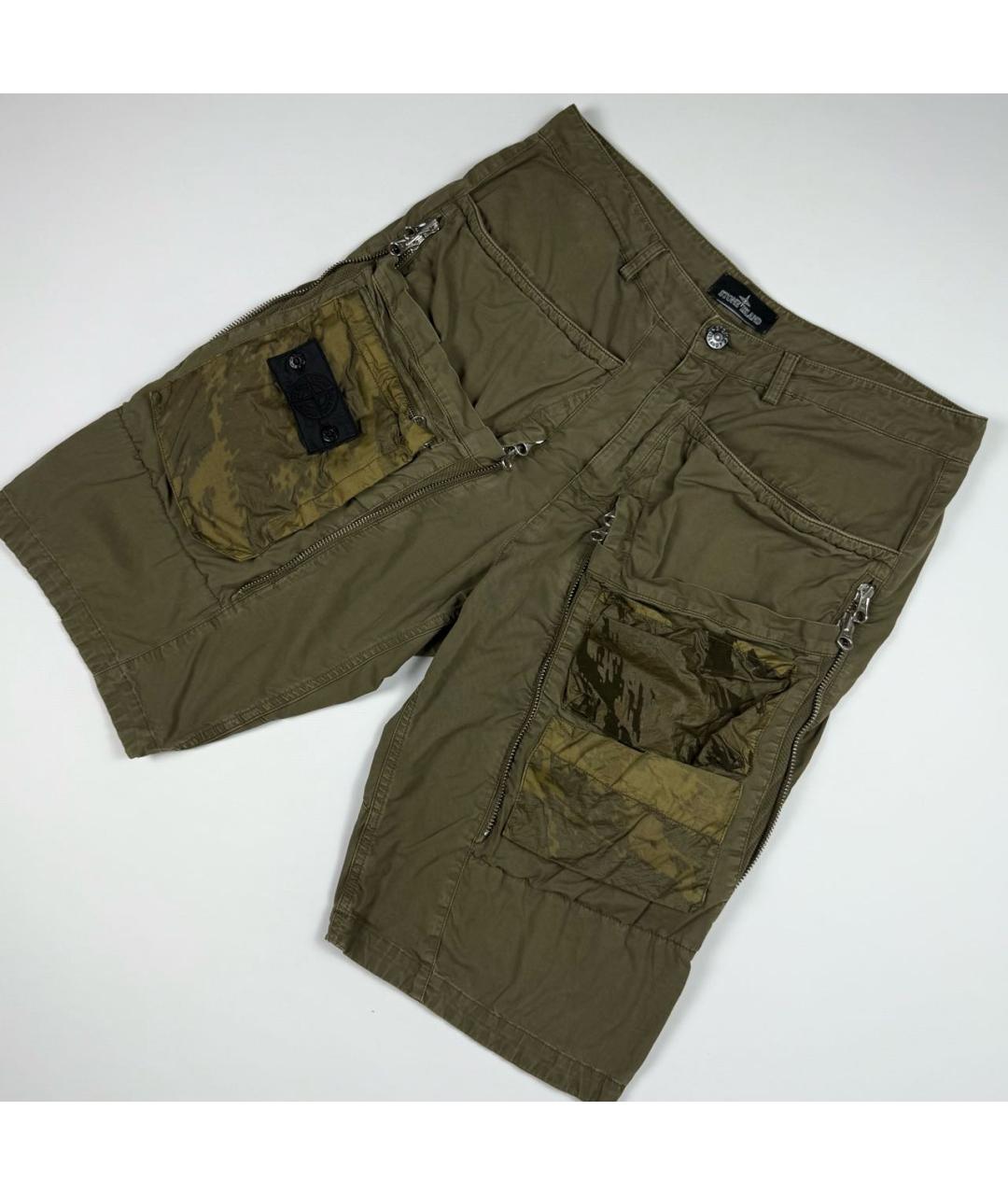 STONE ISLAND SHADOW PROJECT Хаки хлопковые шорты, фото 2