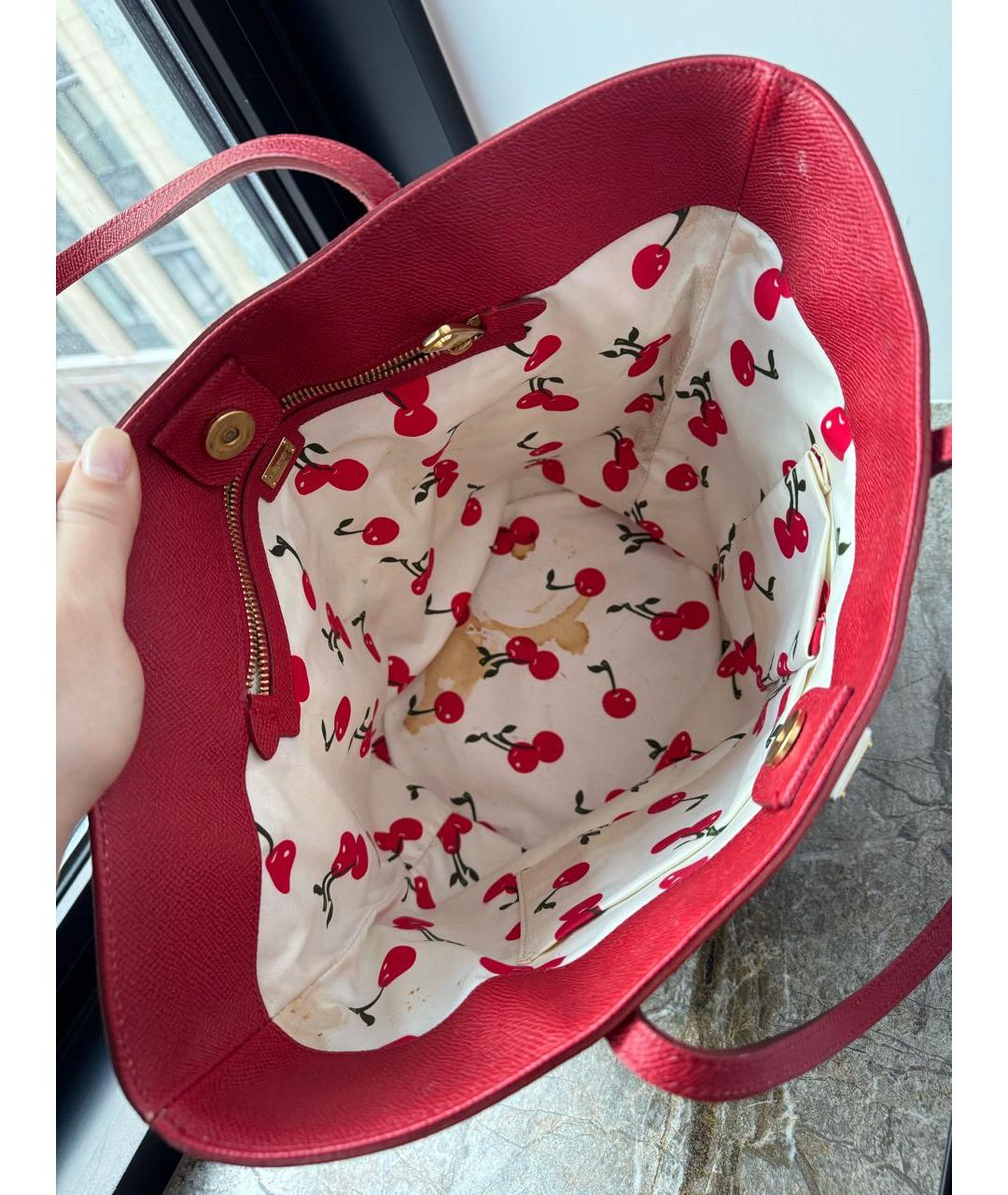 DOLCE&GABBANA Красная тканевая сумка тоут, фото 4