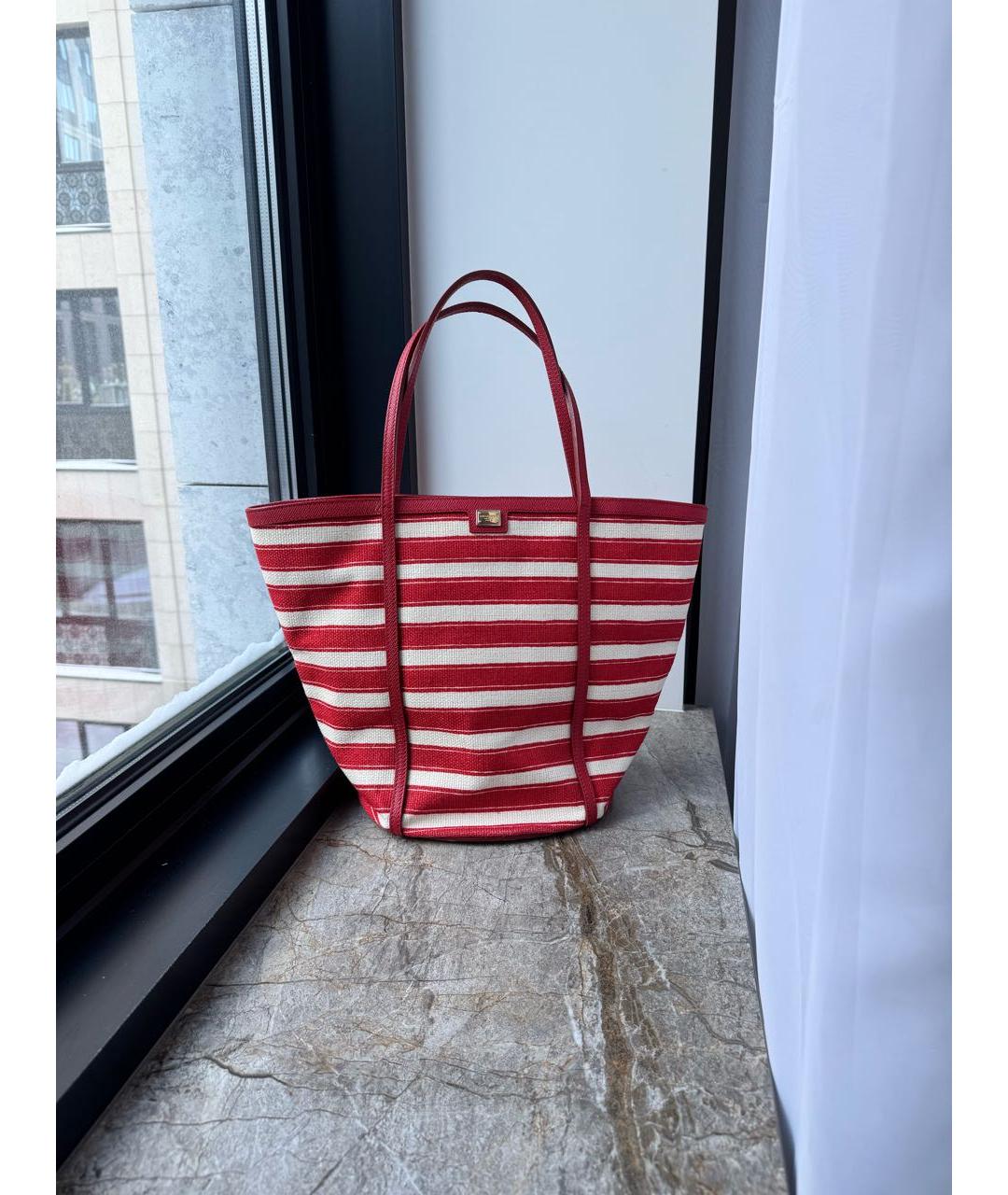 DOLCE&GABBANA Красная тканевая сумка тоут, фото 9