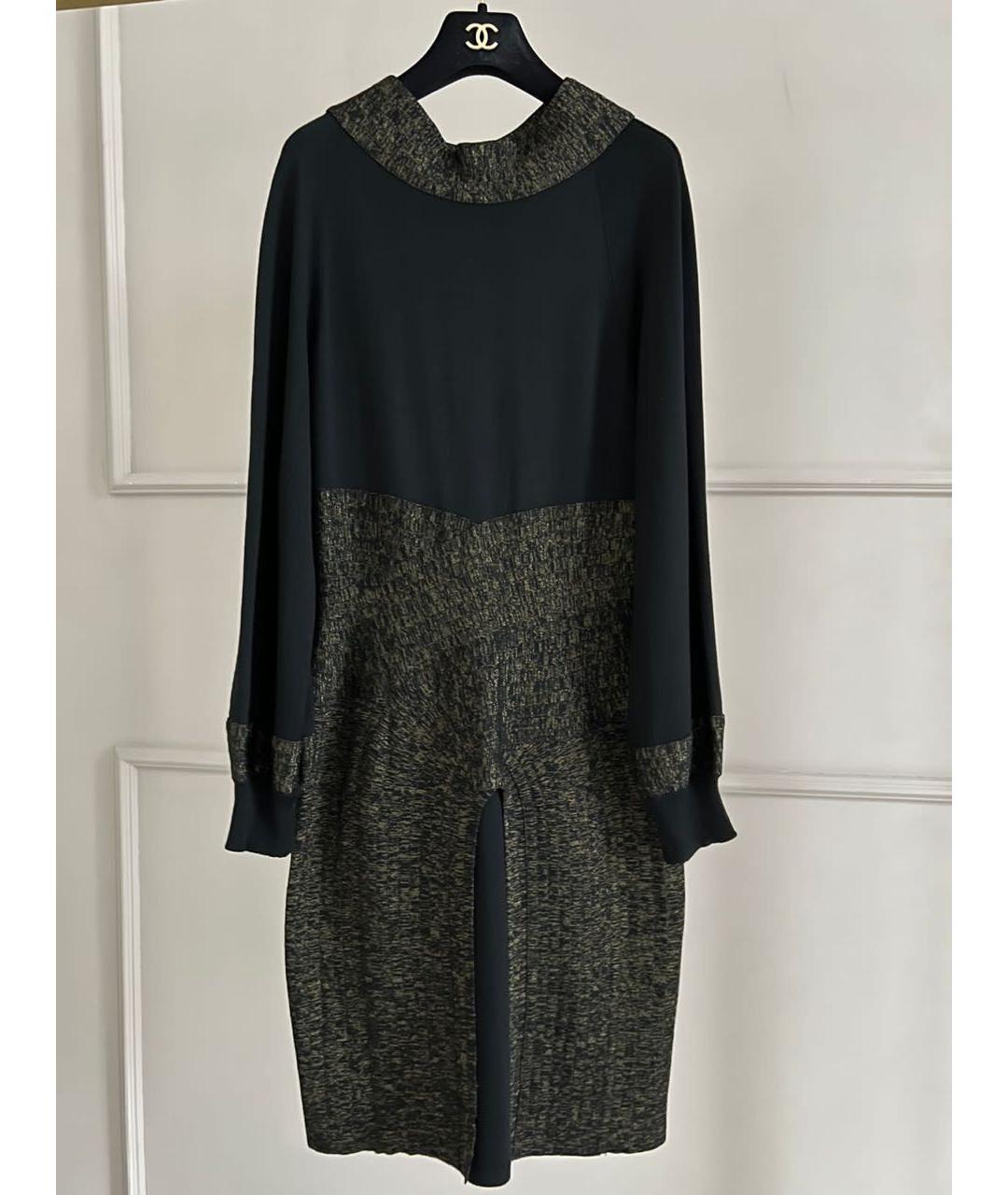 CHANEL Черное шерстяное повседневное платье, фото 6