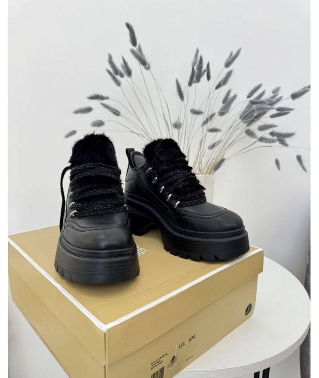 MICHAEL KORS Черные кожаные ботинки, фото 2