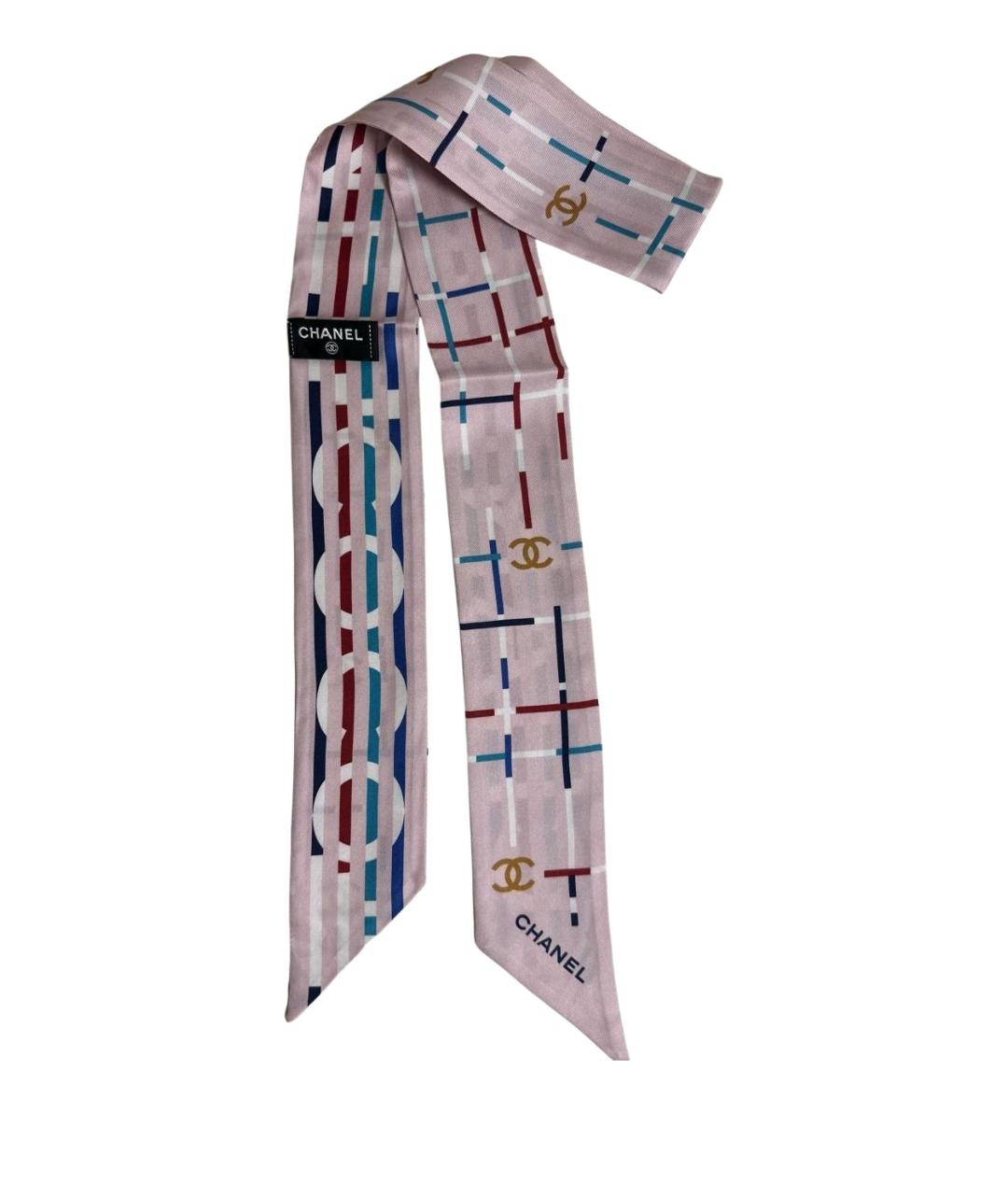 CHANEL Розовый шелковый шарф, фото 1