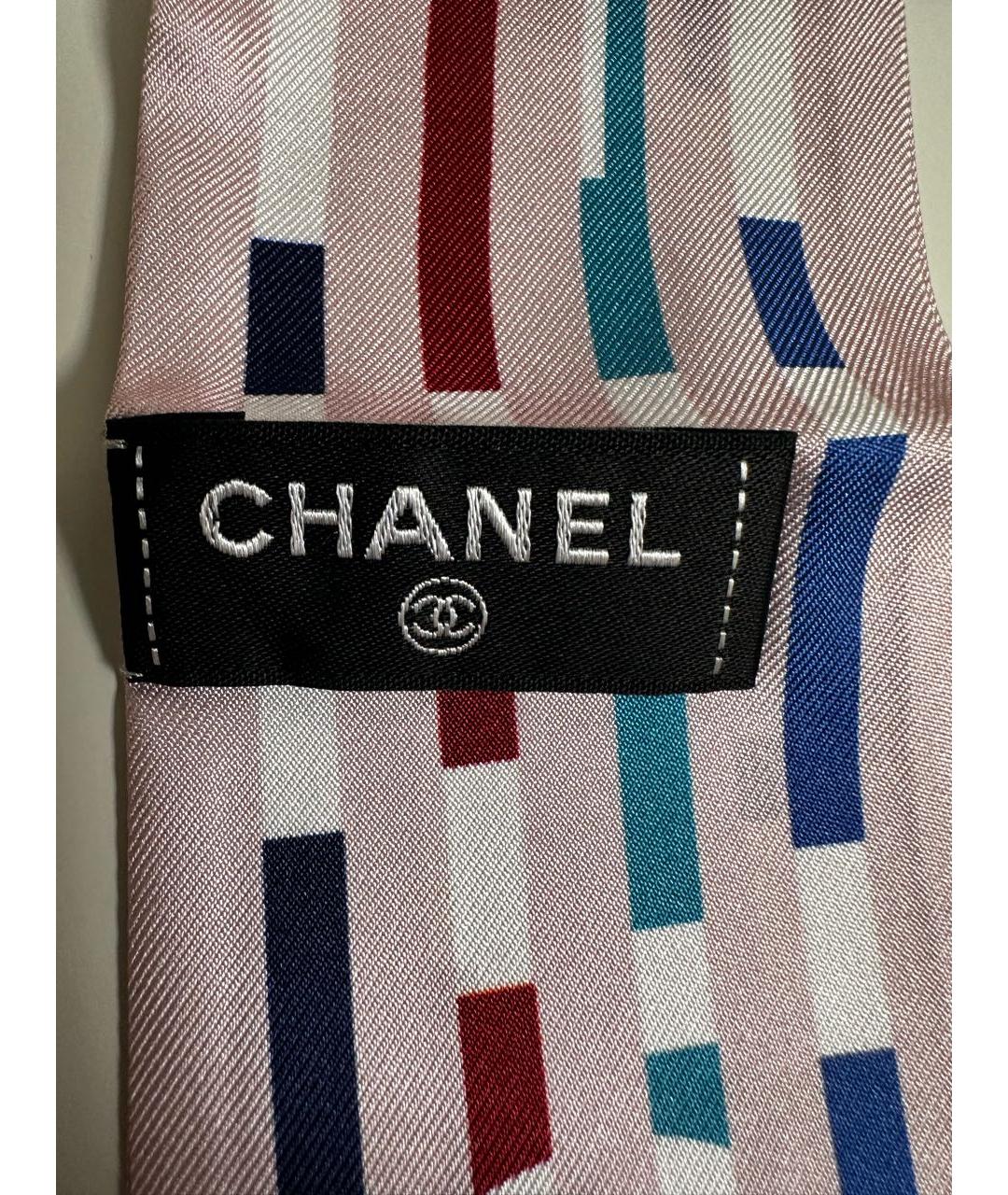 CHANEL Розовый шелковый шарф, фото 4
