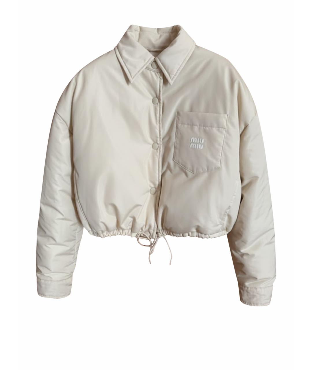 MIU MIU Бежевый полиэстеровый пуховик, фото 1