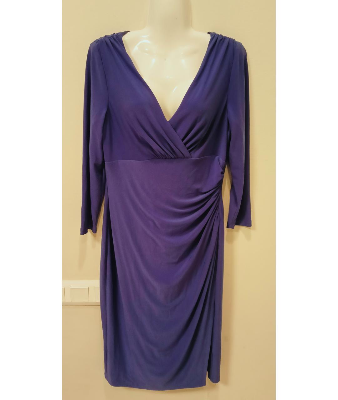 RALPH LAUREN COLLECTION Фиолетовое синтетическое коктейльное платье, фото 2