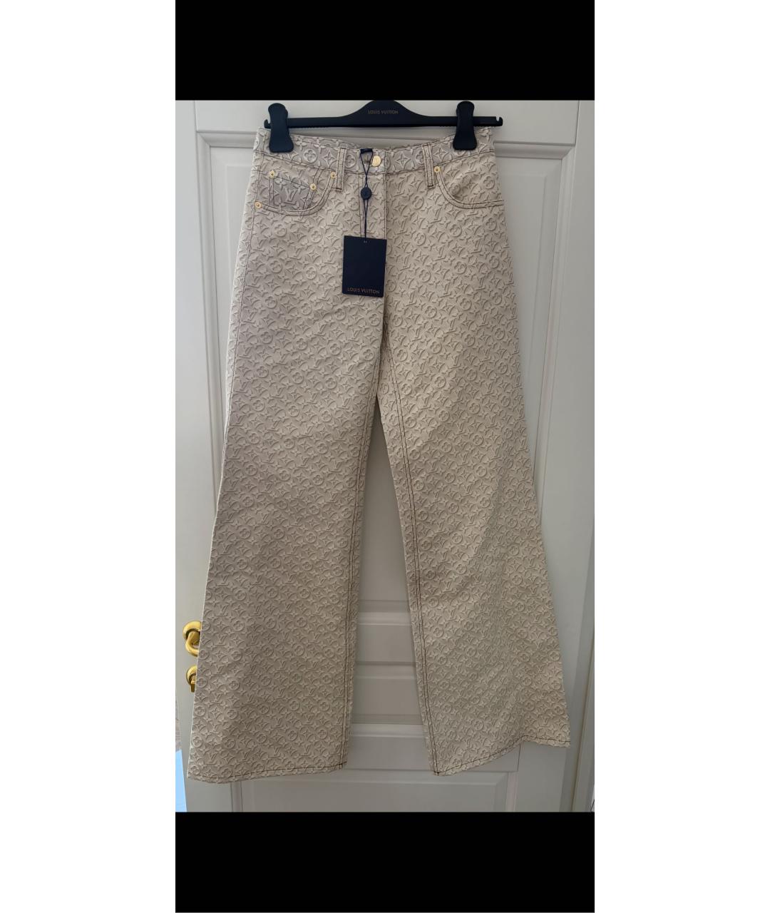 LOUIS VUITTON Бежевые хлопковые прямые джинсы, фото 4