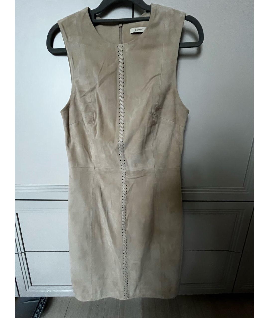 12 STOREEZ Бежевое замшевое повседневное платье, фото 5