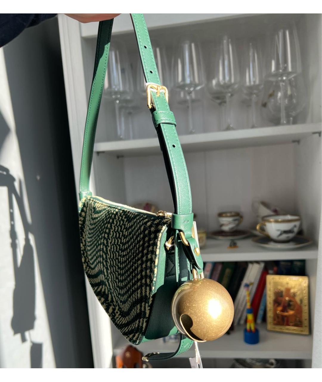 BURBERRY Зеленая тканевая сумка с короткими ручками, фото 3