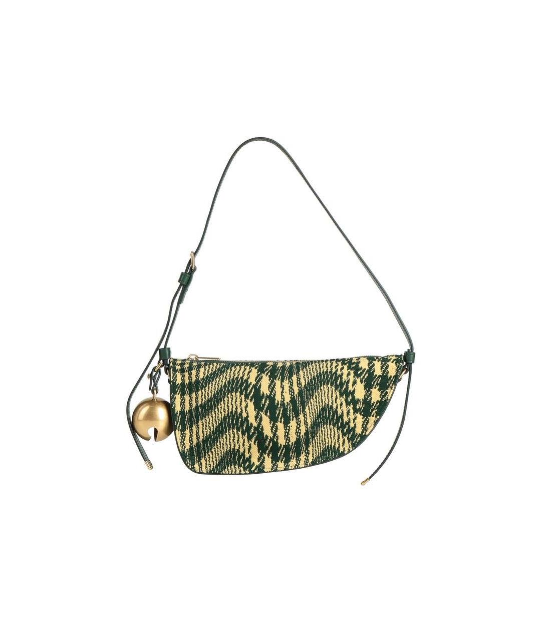 BURBERRY Зеленая тканевая сумка с короткими ручками, фото 5