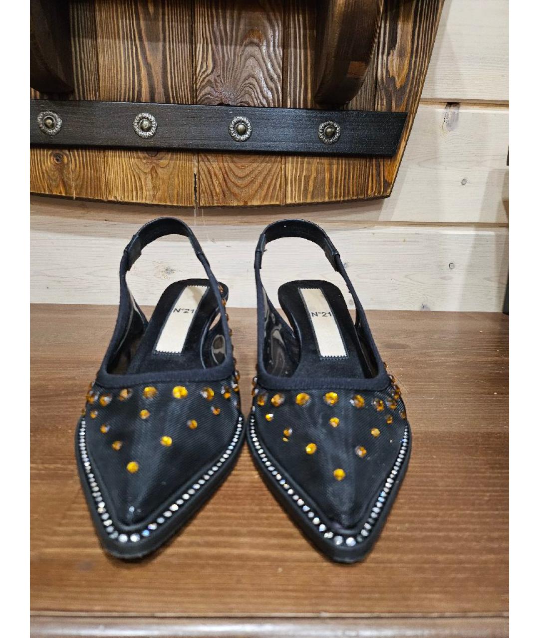 NO. 21 Черные синтетические босоножки, фото 2