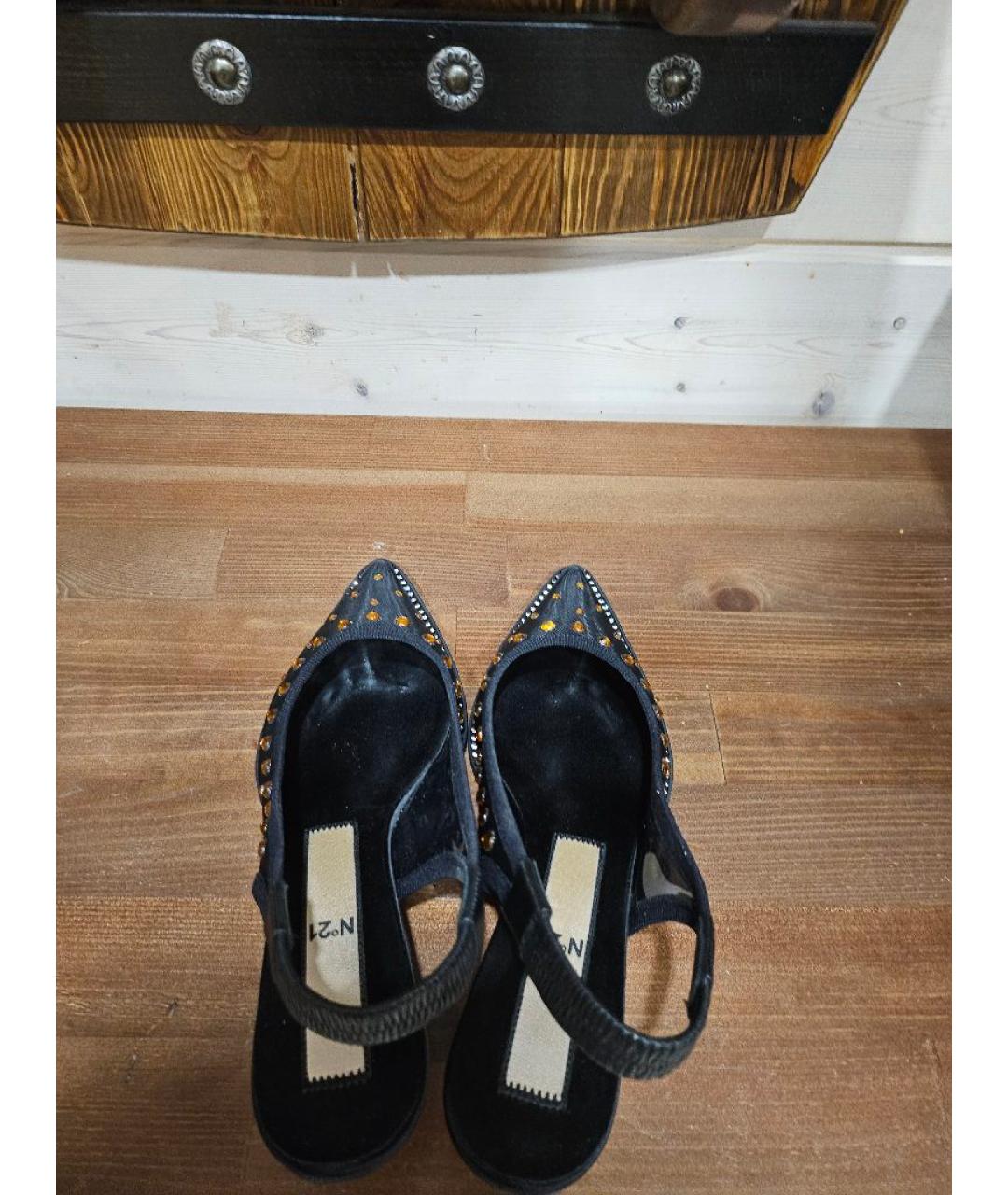 NO. 21 Черные синтетические босоножки, фото 4