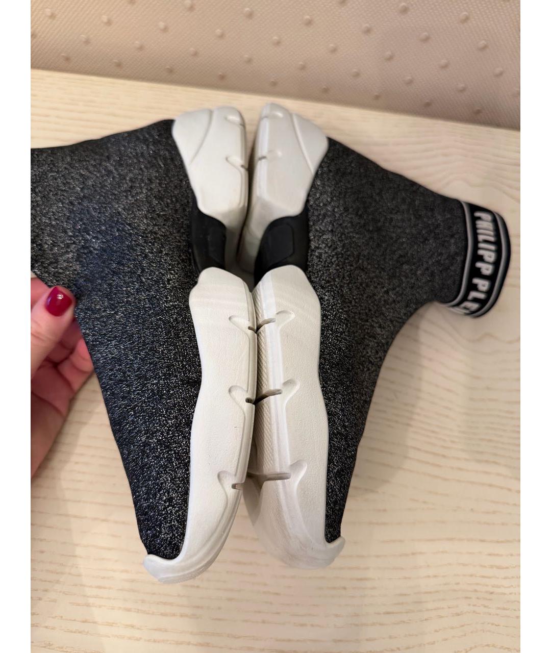 PHILIPP PLEIN Серые текстильные кроссовки, фото 3