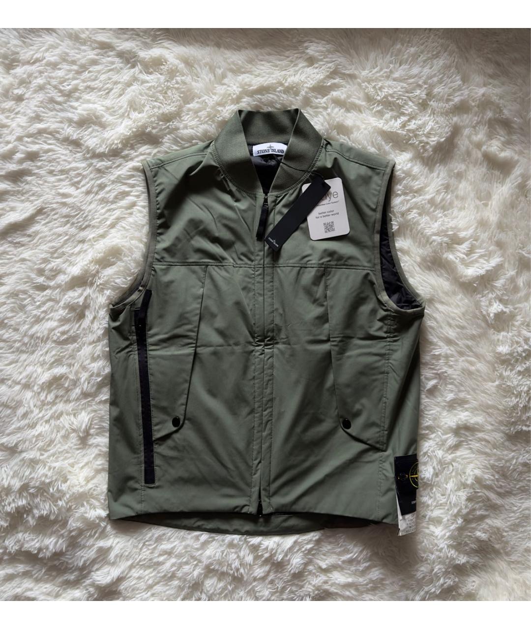 STONE ISLAND Зеленый полиэстеровый жилет, фото 5