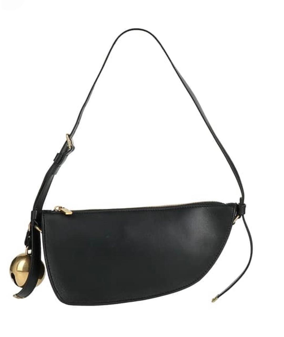 BURBERRY Черная кожаная сумка с короткими ручками, фото 1