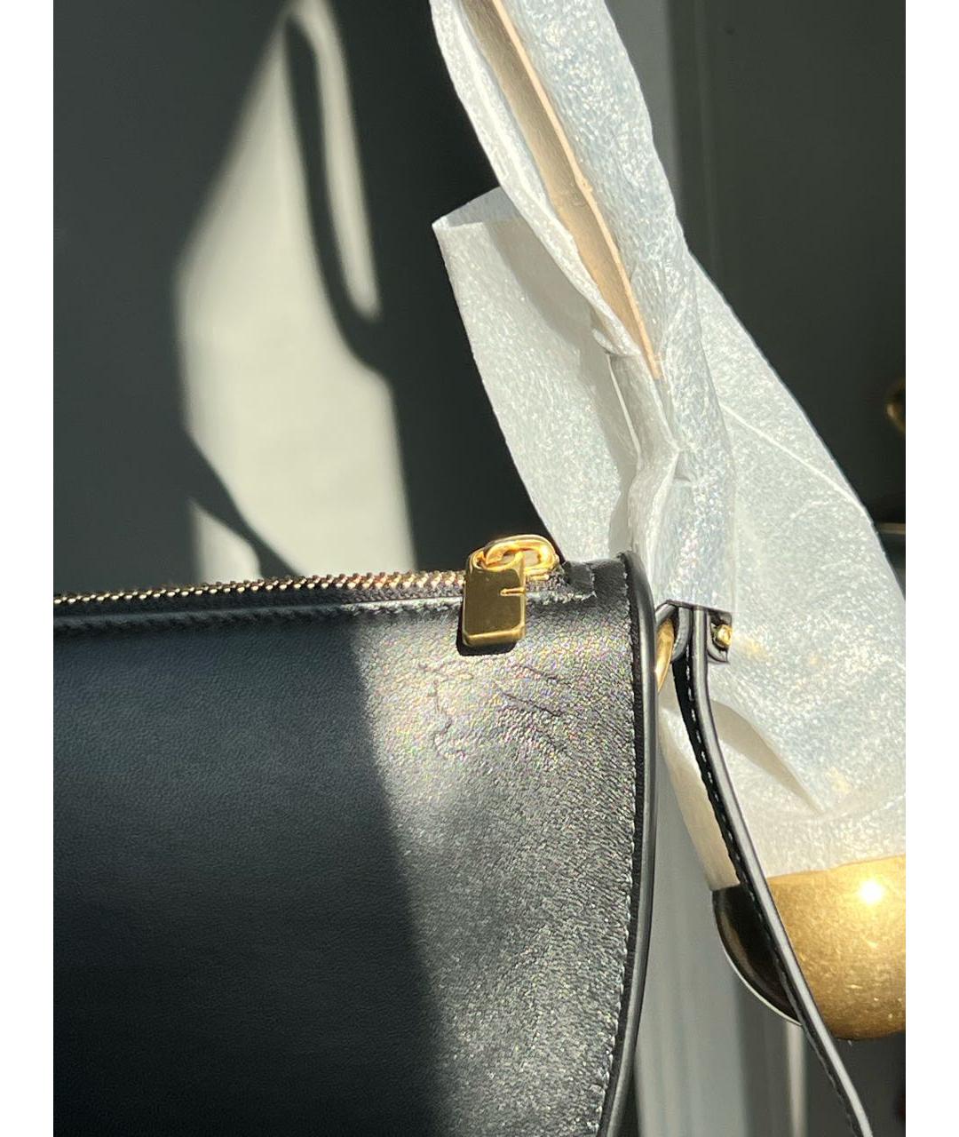 BURBERRY Черная кожаная сумка с короткими ручками, фото 3