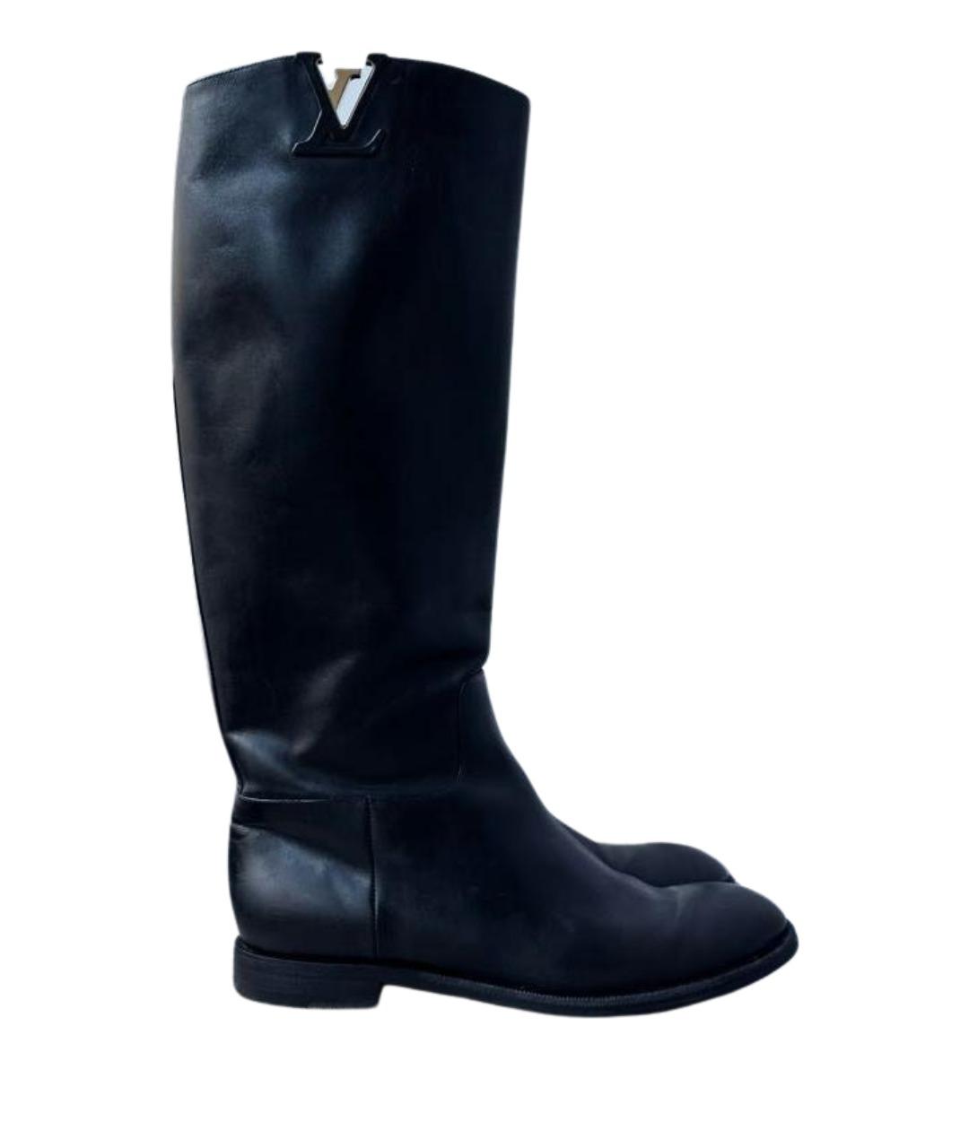 LOUIS VUITTON Черные кожаные сапоги, фото 1