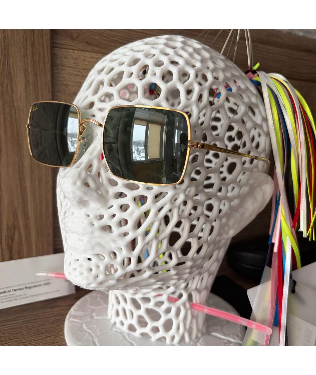 RAY BAN Золотые металлические солнцезащитные очки, фото 5