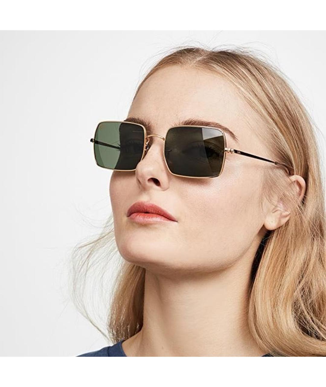 RAY BAN Золотые металлические солнцезащитные очки, фото 7