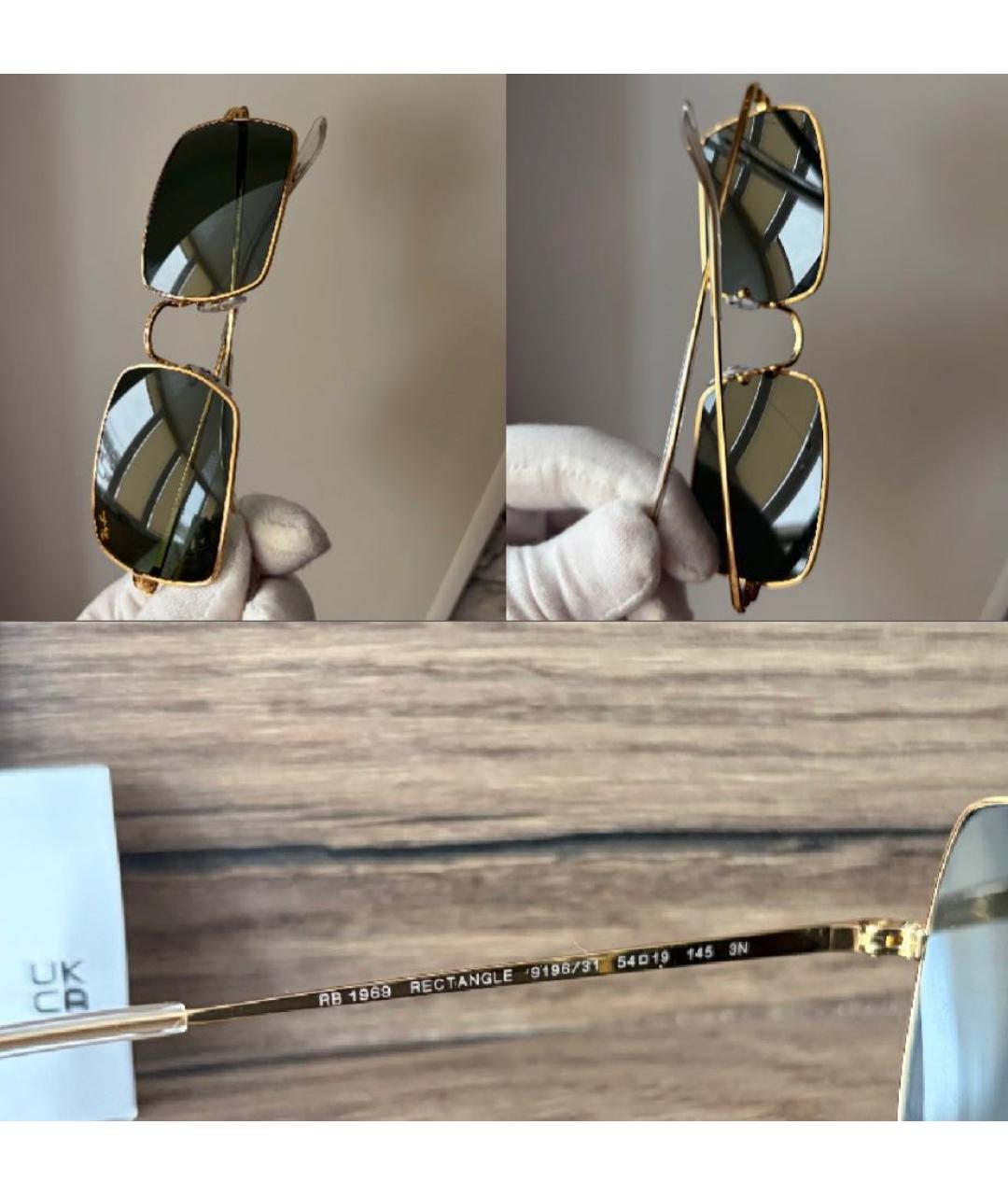 RAY BAN Золотые металлические солнцезащитные очки, фото 4