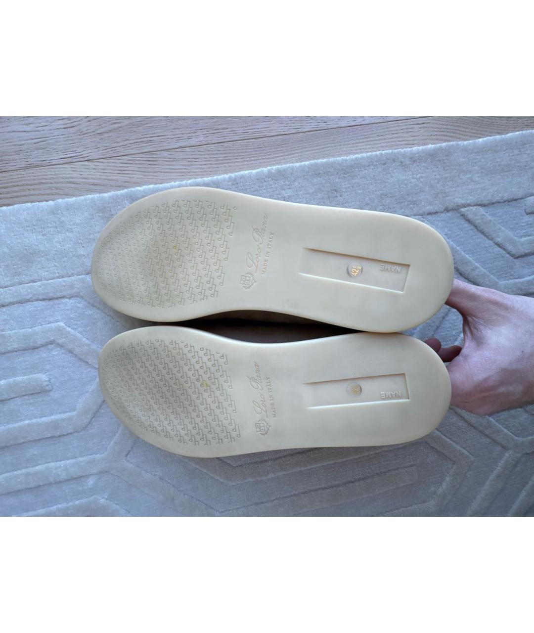 LORO PIANA Коричневые кожаные низкие кроссовки / кеды, фото 6