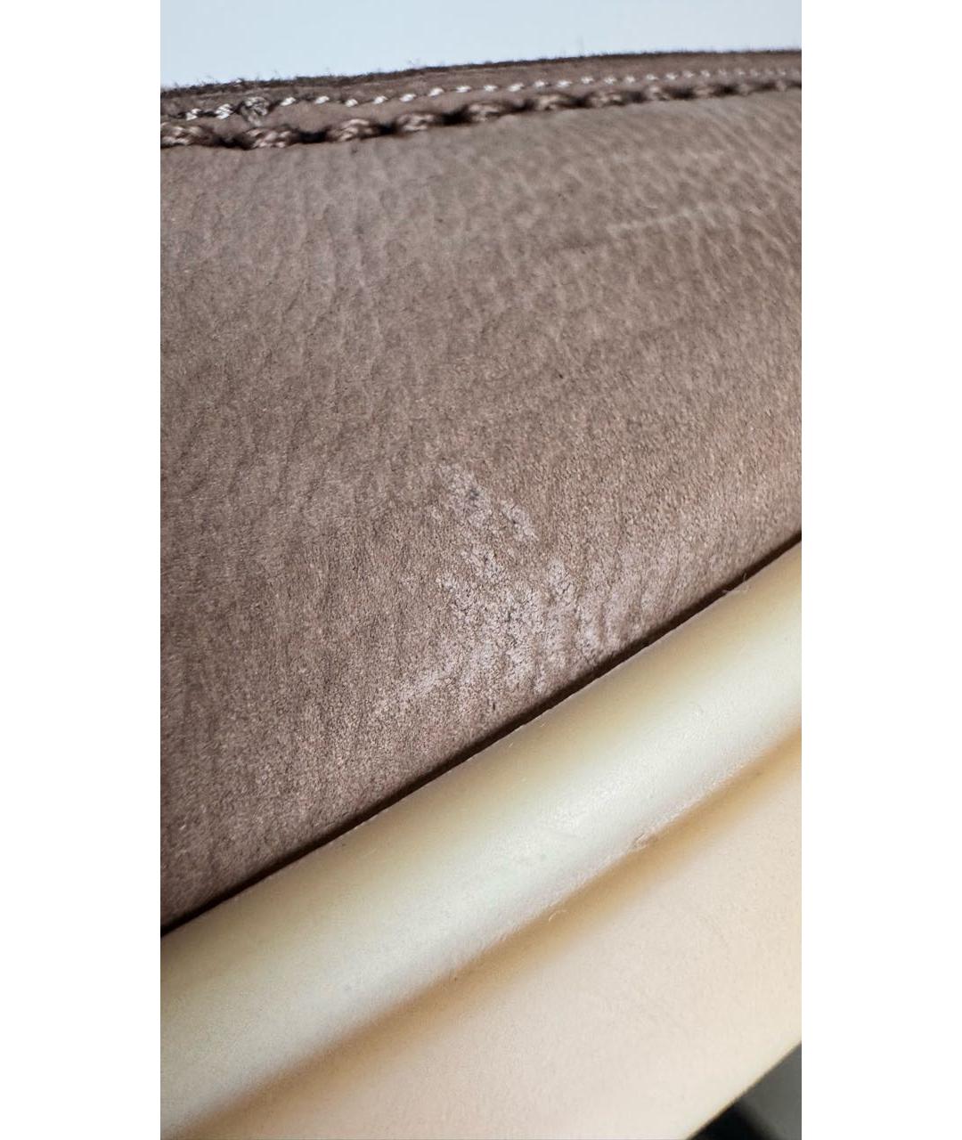 LORO PIANA Коричневые кожаные низкие кроссовки / кеды, фото 5