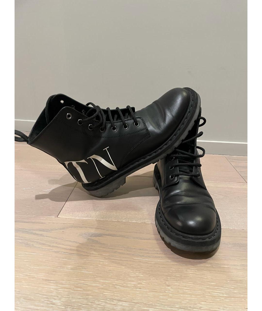 VALENTINO Черные кожаные ботинки, фото 3