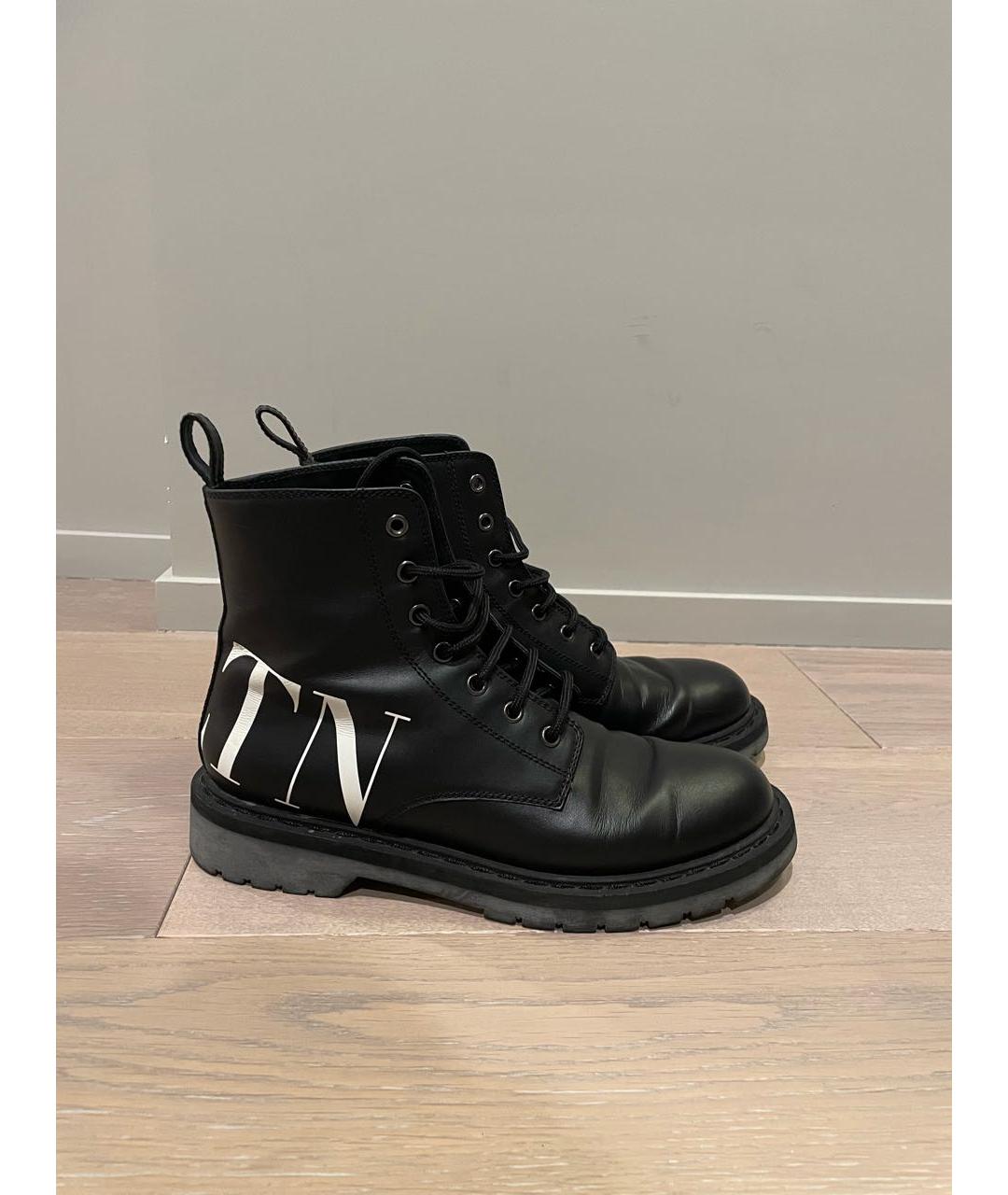 VALENTINO Черные кожаные ботинки, фото 4