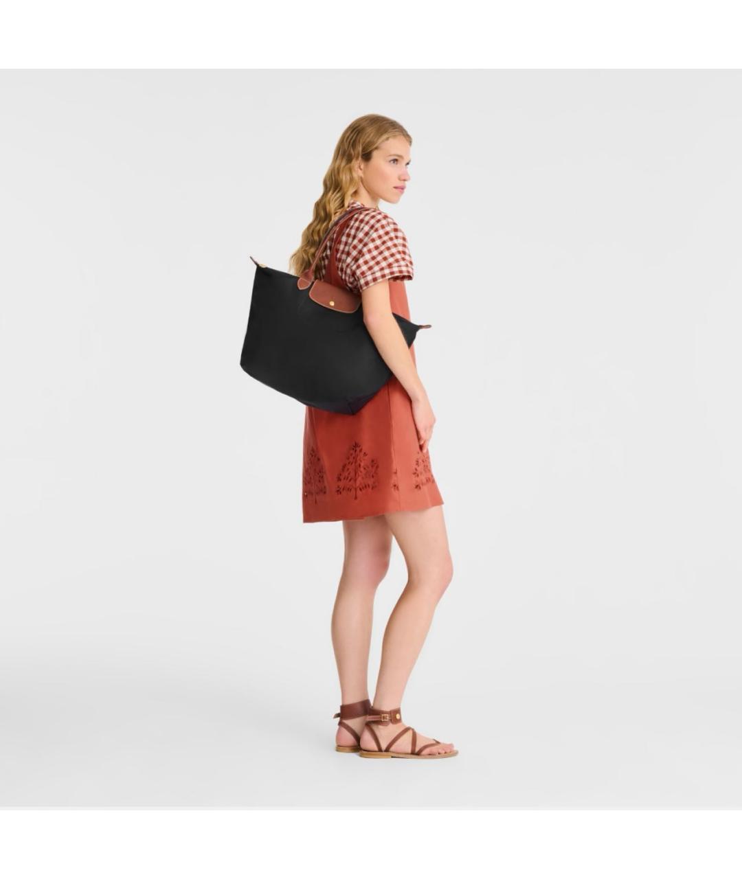 LONGCHAMP Черная тканевая сумка тоут, фото 6