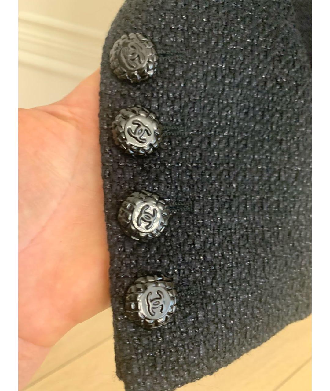 CHANEL Черный твидовый жакет/пиджак, фото 5