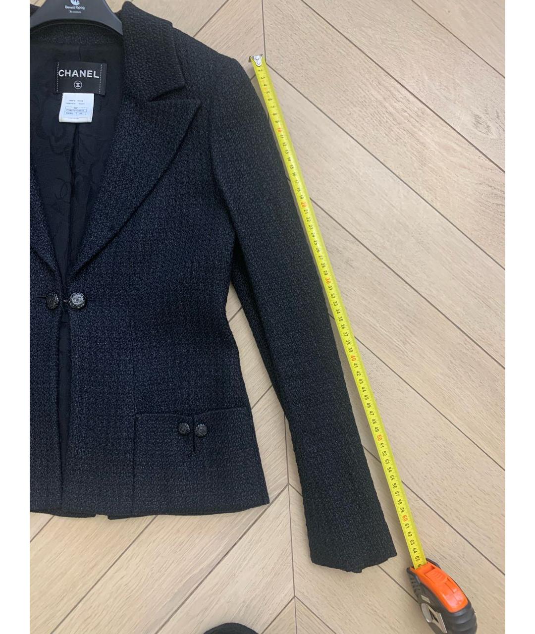 CHANEL Черный твидовый жакет/пиджак, фото 6