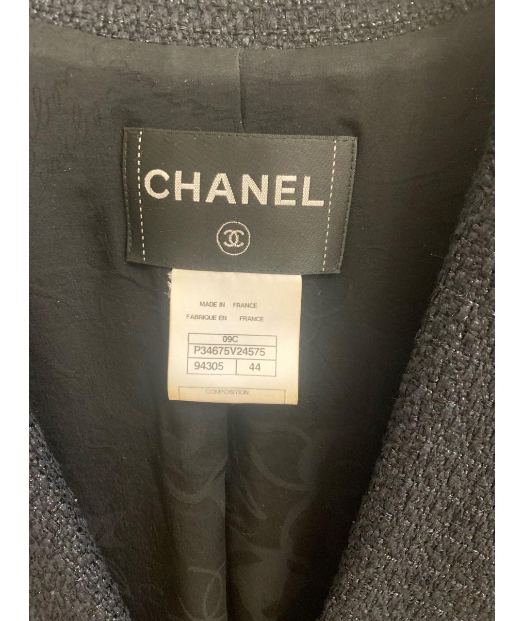 CHANEL Черный твидовый жакет/пиджак, фото 3