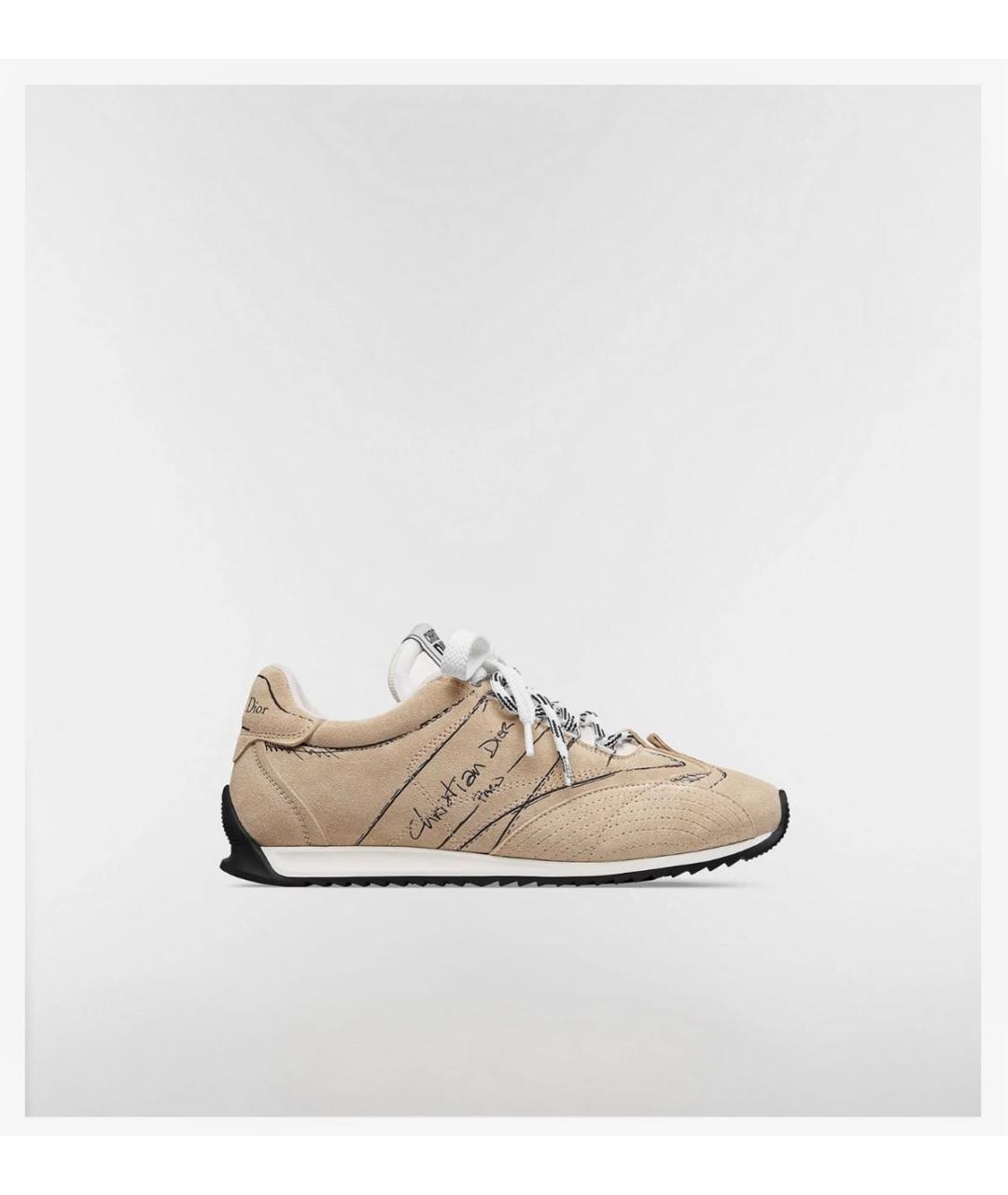 CHRISTIAN DIOR Бежевые кожаные кроссовки, фото 9