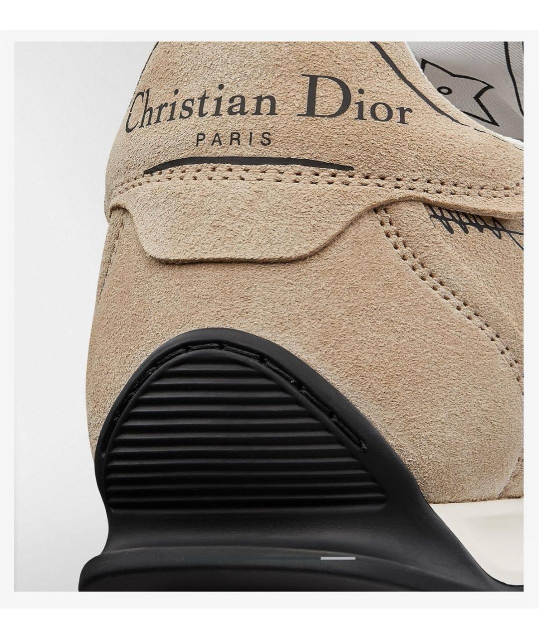 CHRISTIAN DIOR Бежевые кожаные кроссовки, фото 4