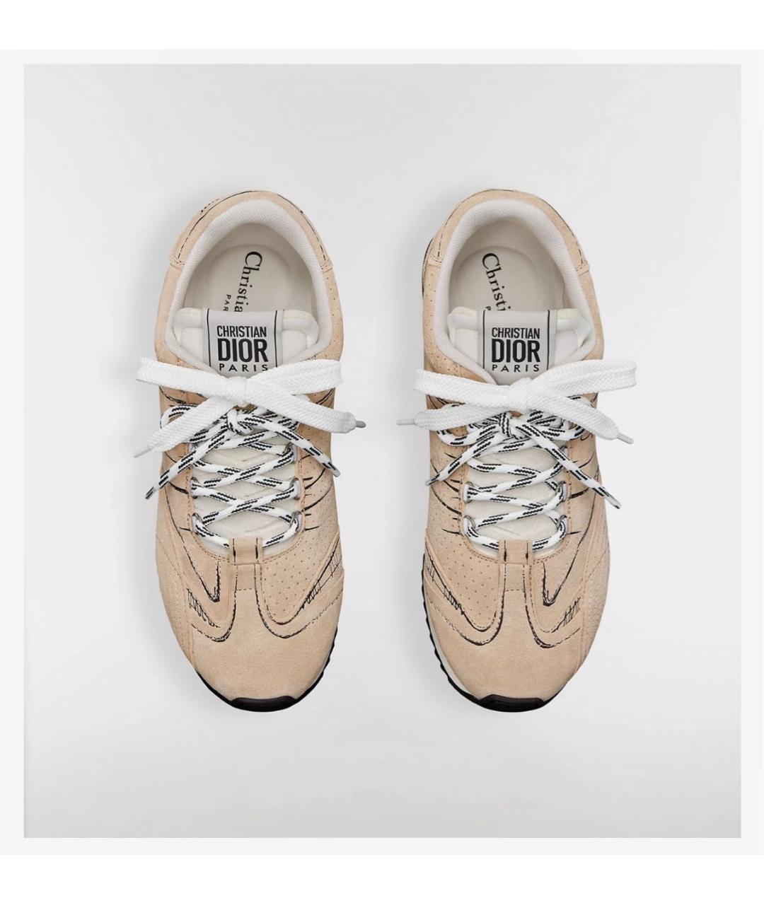 CHRISTIAN DIOR Бежевые кожаные кроссовки, фото 2