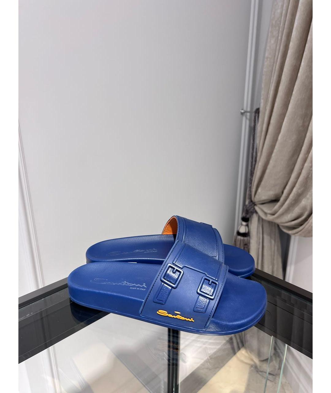 SANTONI Синие резиновые шлепанцы, фото 2