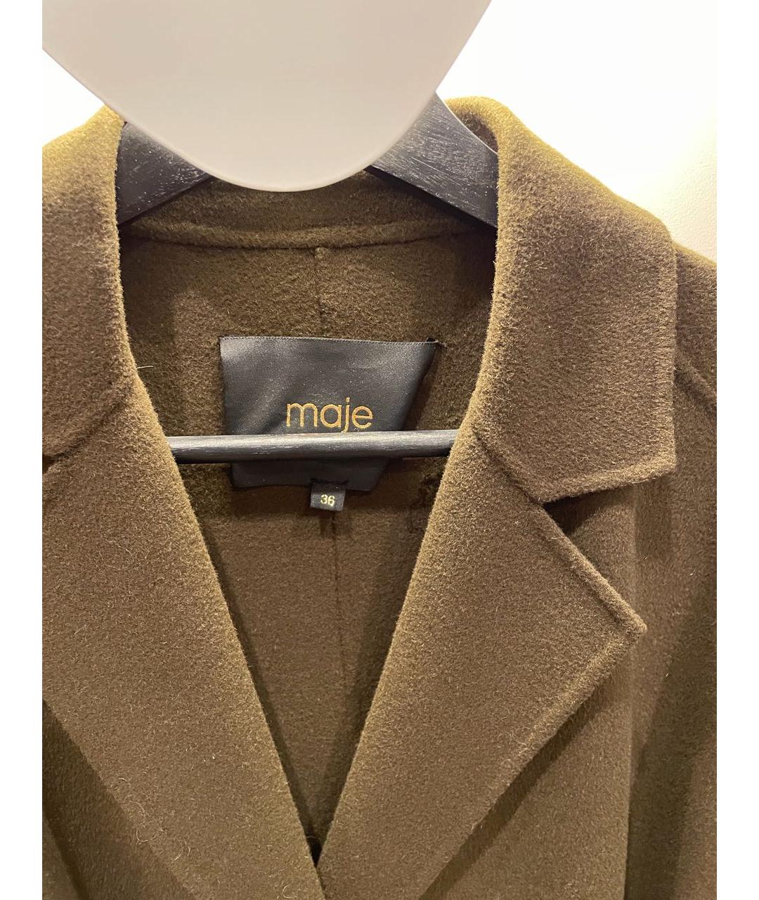 MAJE Хаки пальто, фото 3