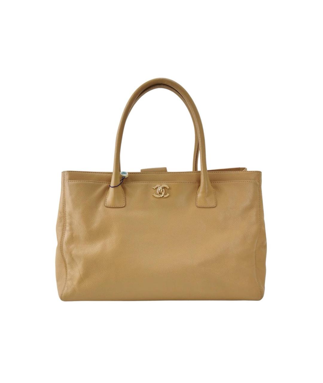 CHANEL Бежевая кожаная сумка тоут, фото 6