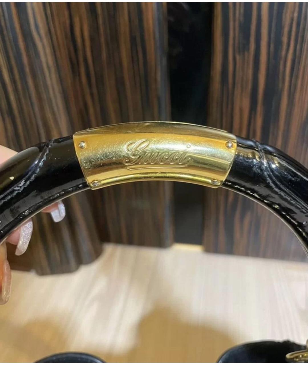 GUCCI Золотая сумка с короткими ручками из лакированной кожи, фото 3