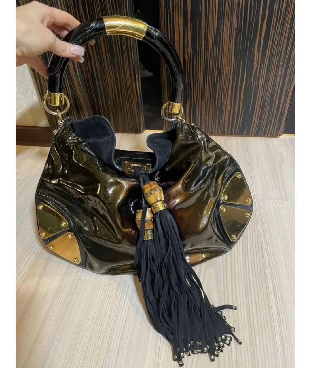 GUCCI Золотая сумка с короткими ручками из лакированной кожи, фото 8