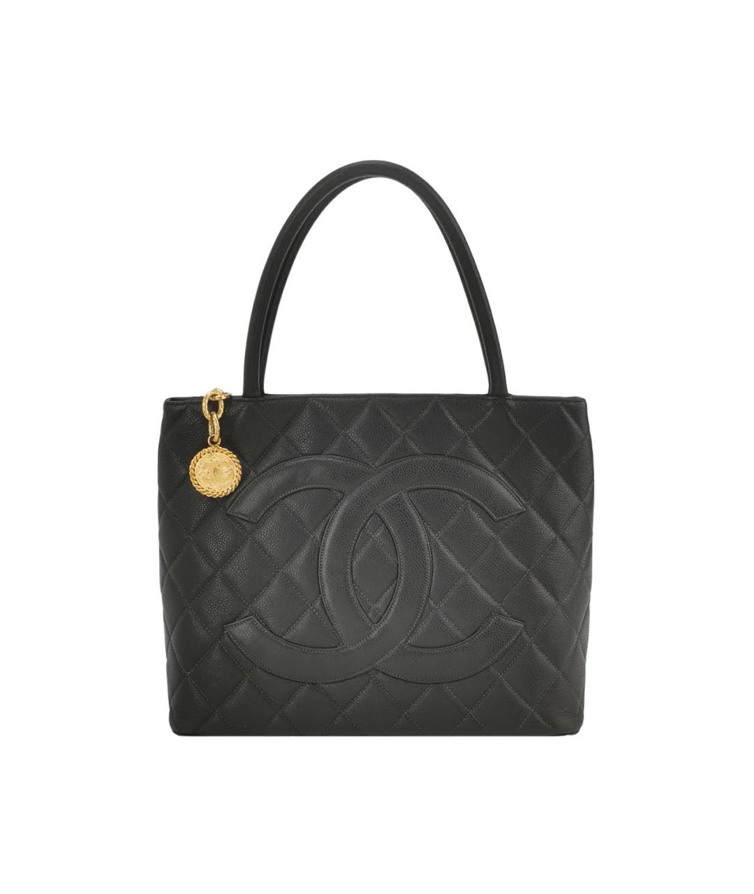 CHANEL Черная кожаная сумка тоут, фото 6