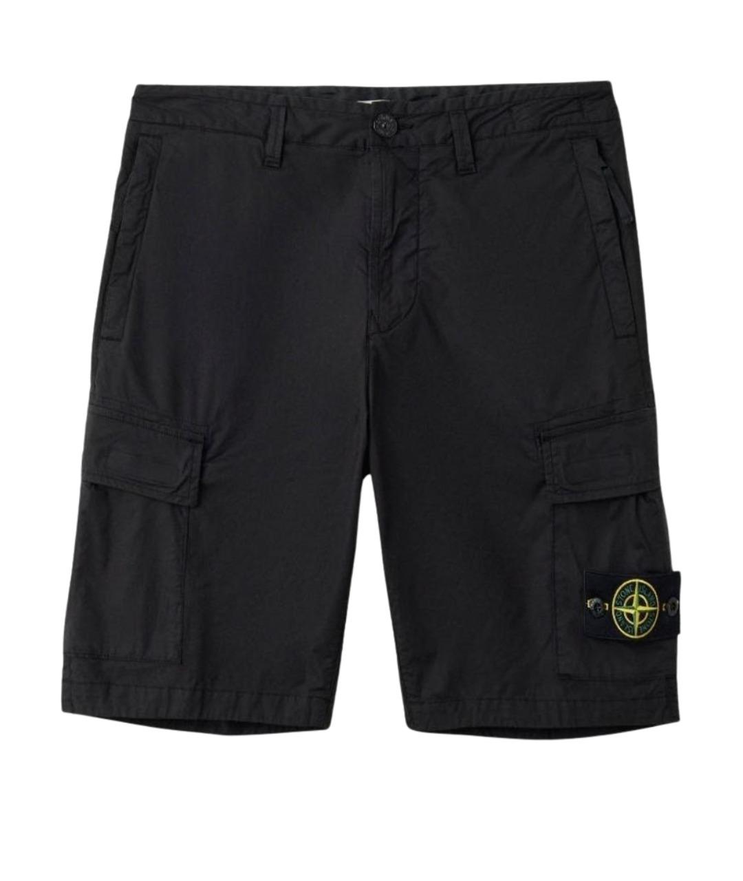 STONE ISLAND Черные хлопковые шорты, фото 1