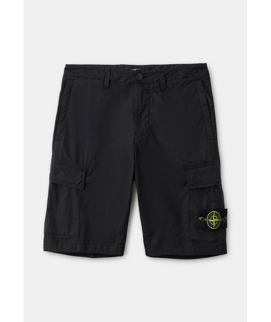 STONE ISLAND Черные хлопковые шорты, фото 4