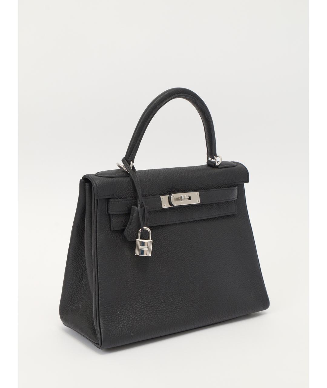 HERMES Черная кожаная сумка с короткими ручками, фото 2
