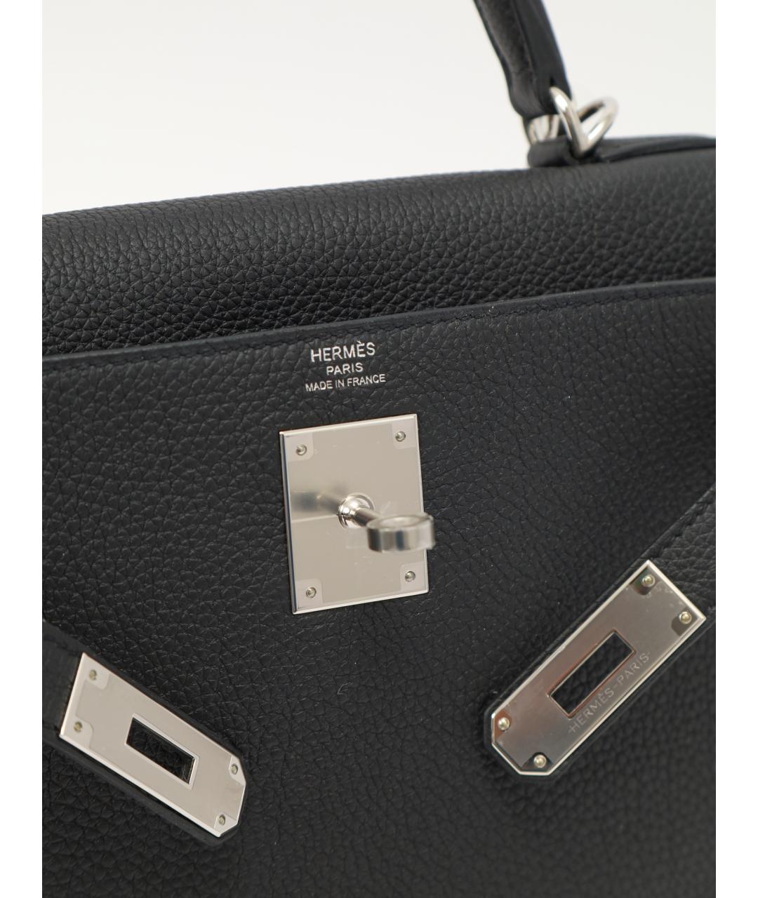 HERMES Черная кожаная сумка с короткими ручками, фото 7
