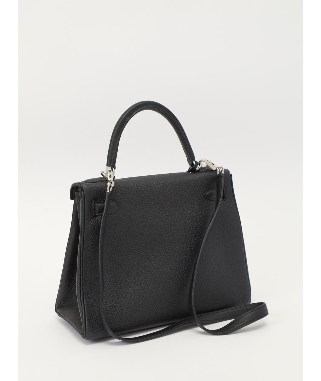 HERMES Черная кожаная сумка с короткими ручками, фото 3