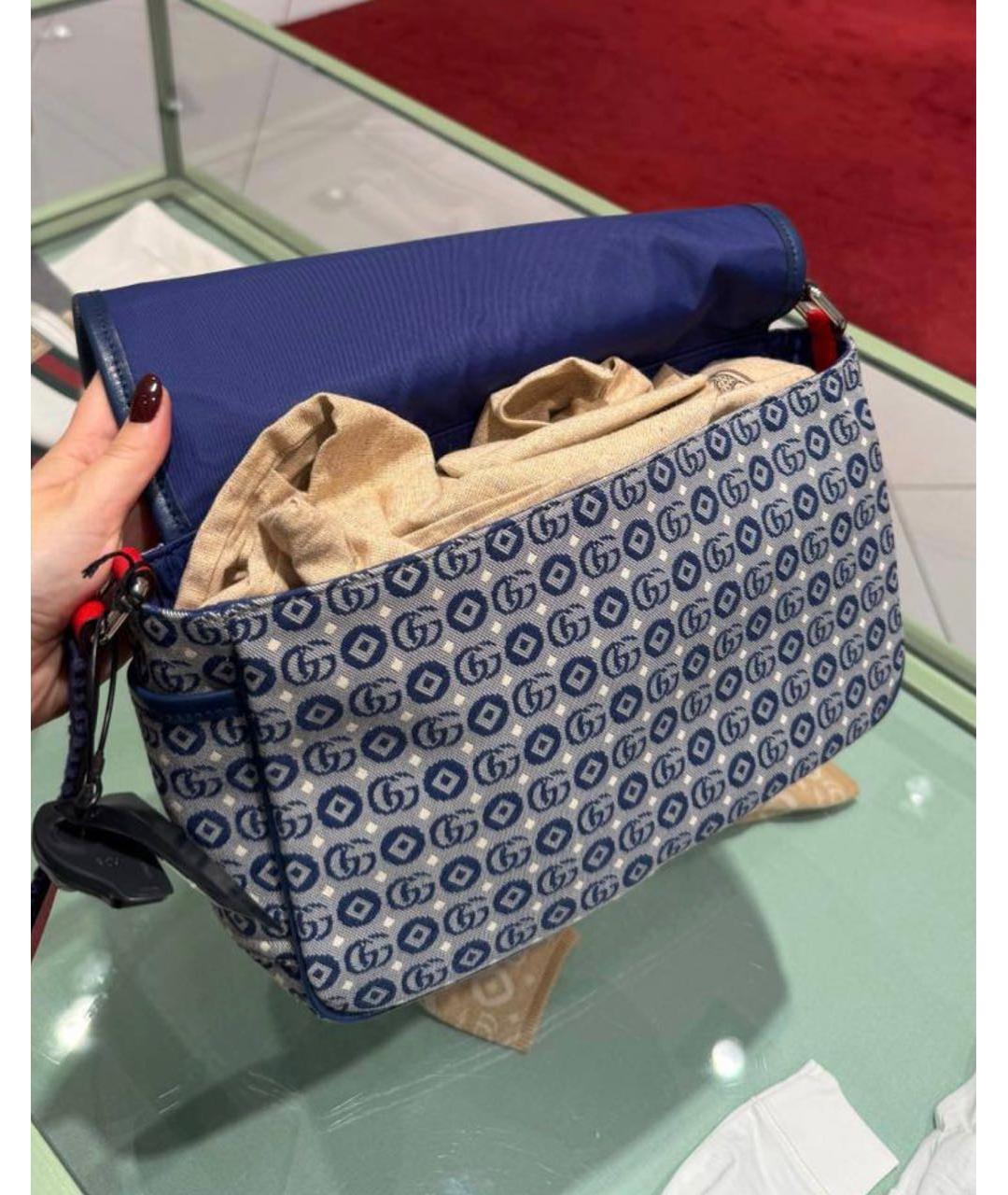 GUCCI Синяя тканевая сумка через плечо, фото 3