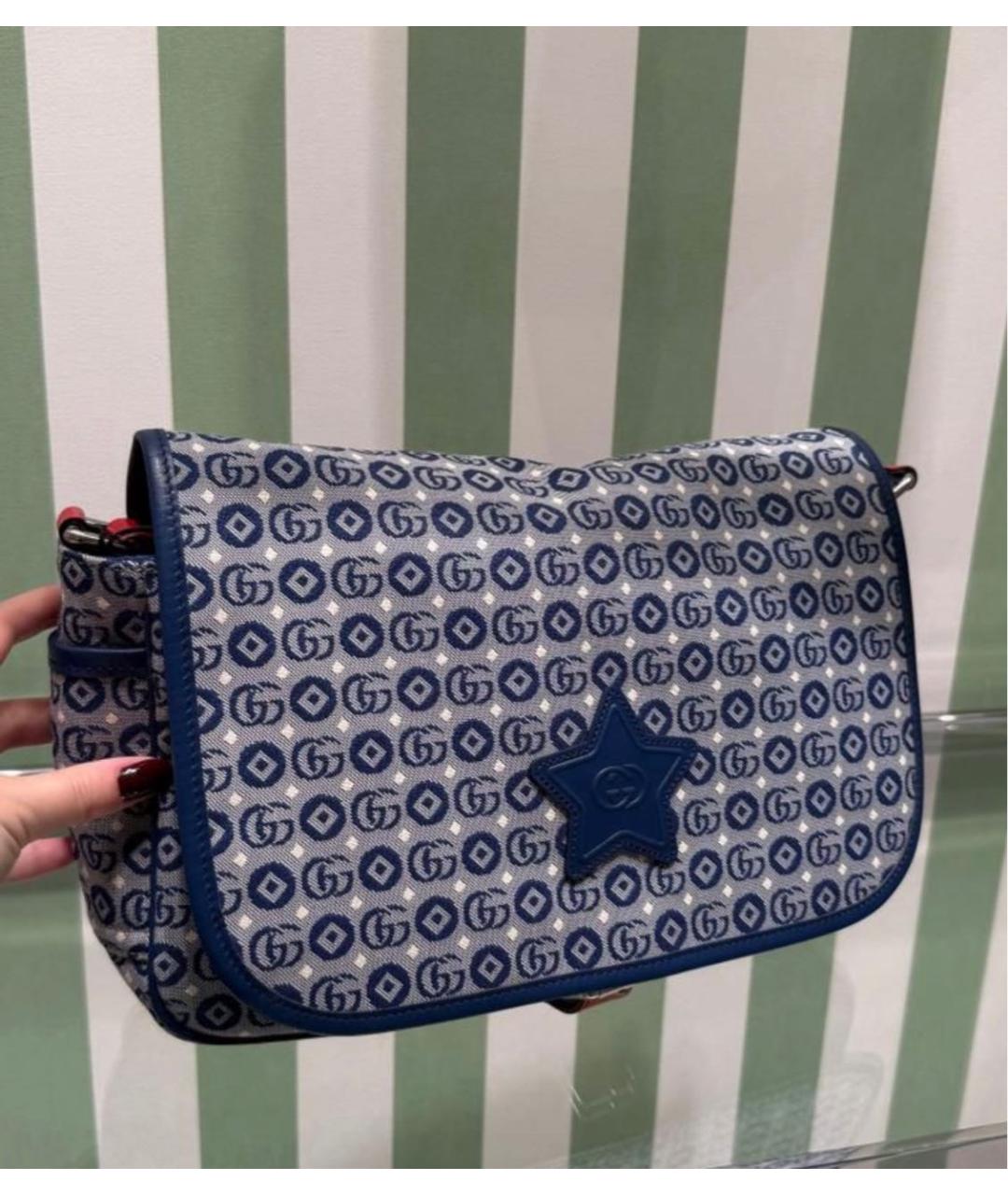 GUCCI Синяя тканевая сумка через плечо, фото 2