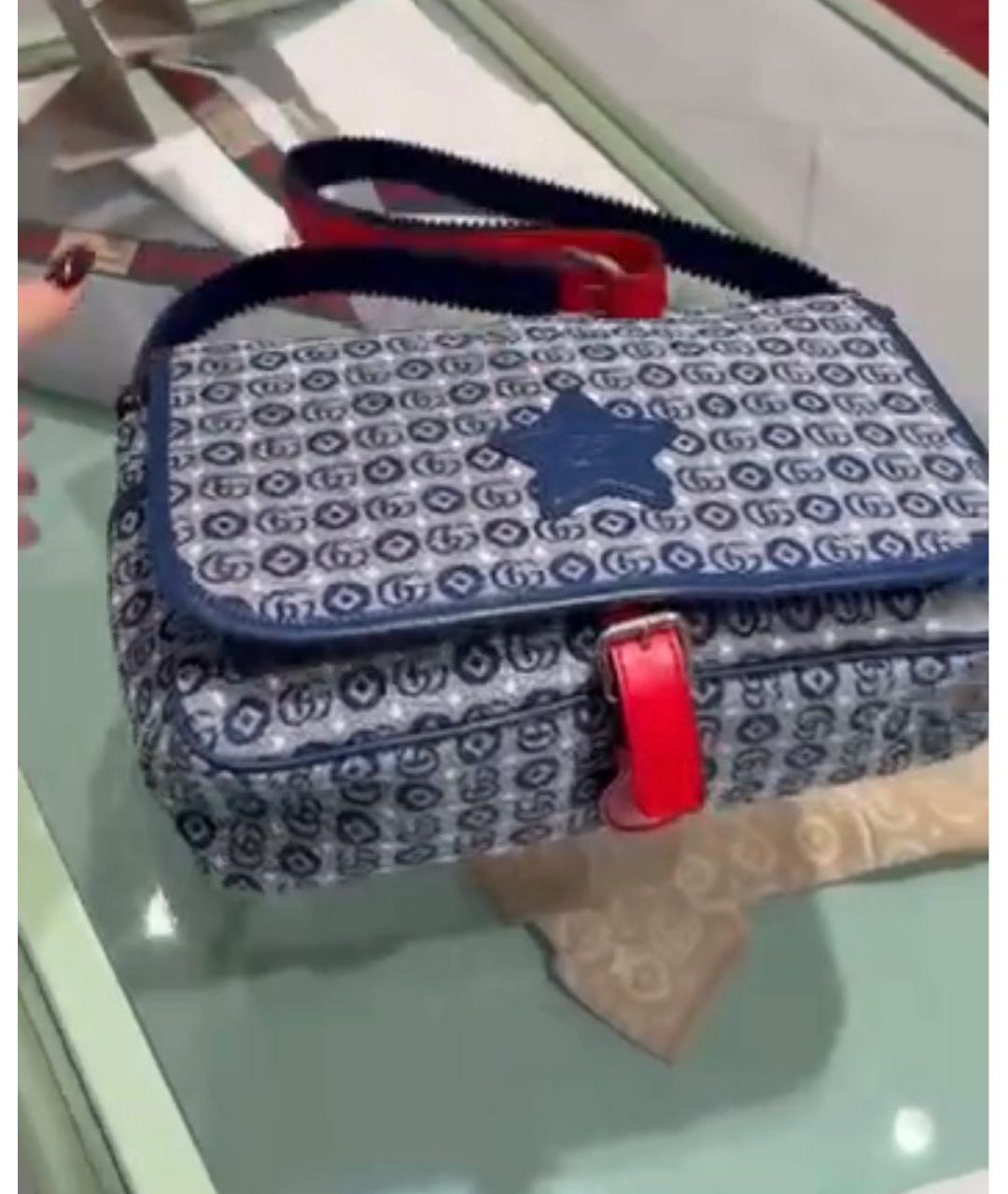 GUCCI Синяя тканевая сумка через плечо, фото 4