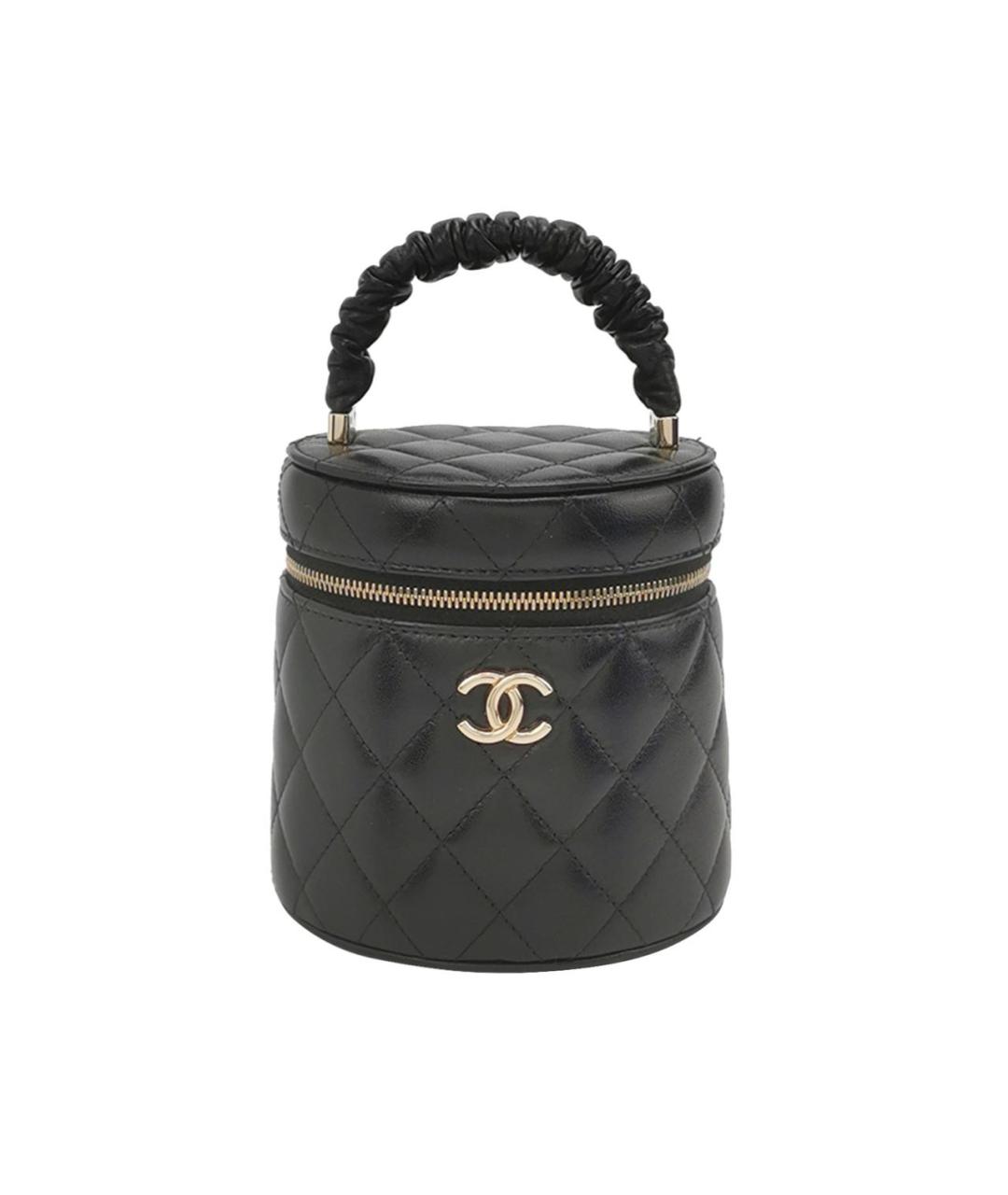 CHANEL Черная кожаная сумка с короткими ручками, фото 6