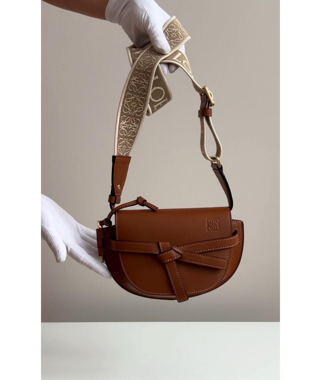 LOEWE Коричневая кожаная сумка через плечо, фото 6